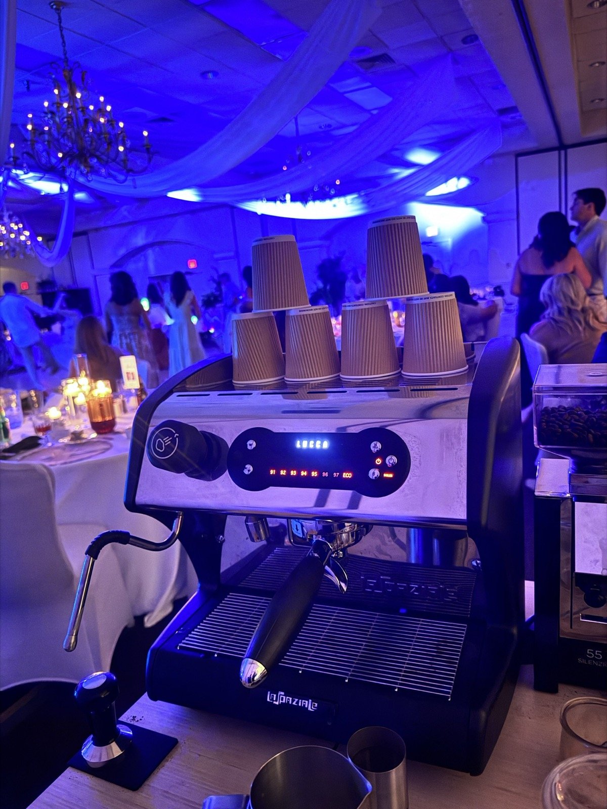 Esencia Coffee espresso machine at a wedding reception
